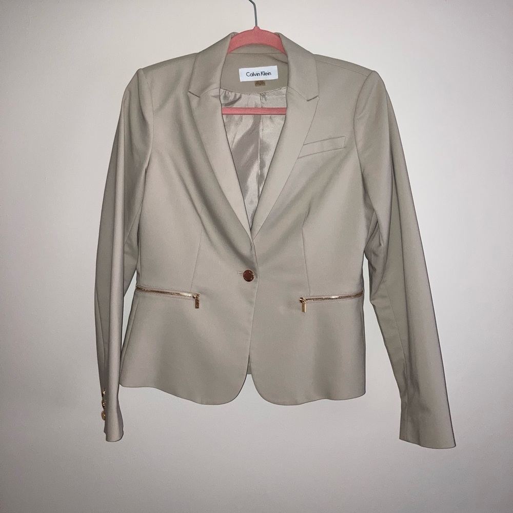 Tan Calvin Klein Suit Jacket